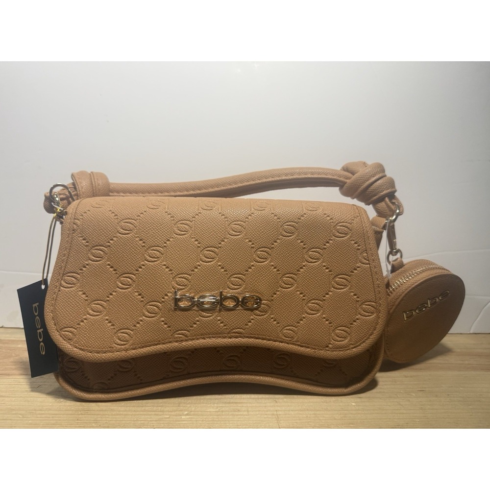 bebe Romina Sm Embossed Crossbody W/CP Camel Handbag NWT